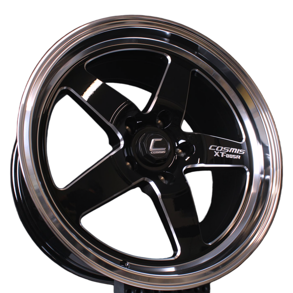 Cosmis Wheels XT-005R Black w/ Machined Lip + Spokes 18x9 +35 5x114.3