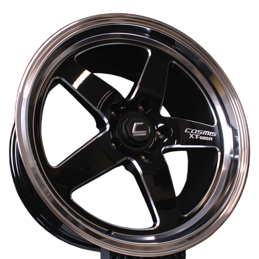 Cosmis Wheels XT-005R Black w/ Machined Lip + Spokes 18x9 +35 5x114.3 ...