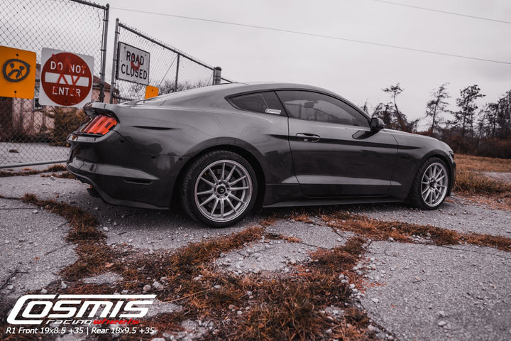 S550 2016 Ford Mustang GT with R1 Hyper Silver Wheels 18x9.5 +35 5x114.3