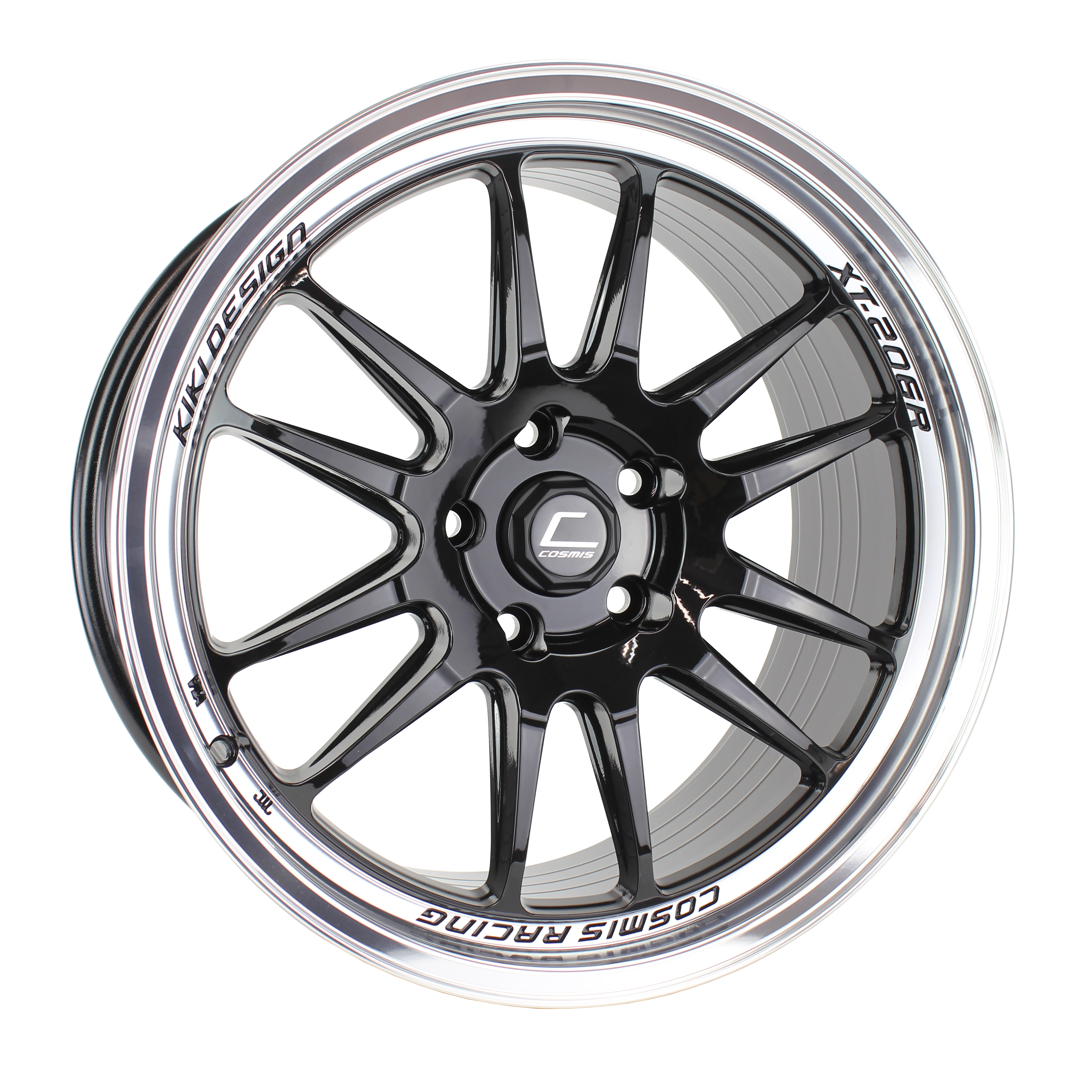 Cosmis Wheels XT-206R-FF Black w/ Machined Lip Wheel 18x9.5 +38 5x114.3