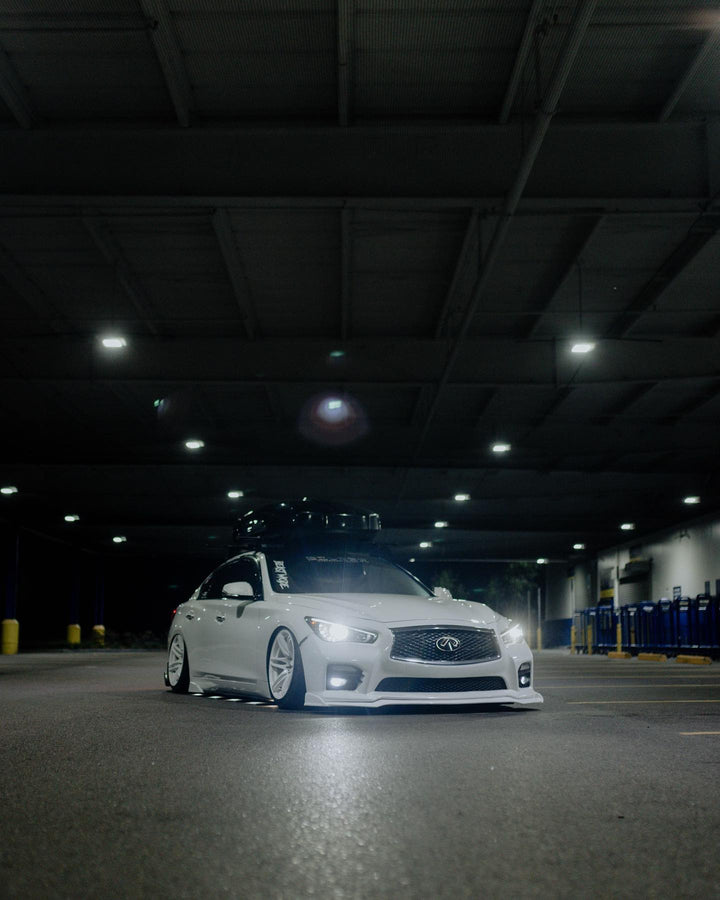 Infiniti Q50 with Cosmis MRII White Wheels 18x9.5 +15mm 5x114.3