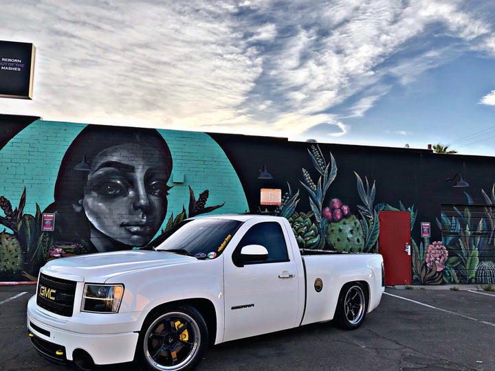 White GMC truck 20" Wheels