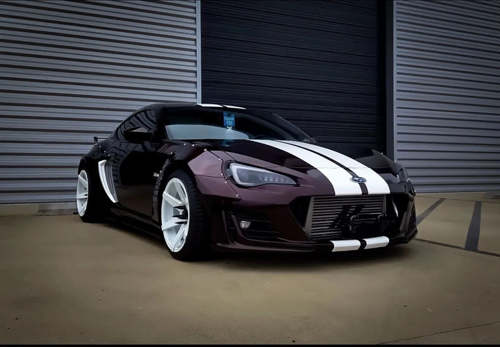 Widebody BRZ with Cosmis Wheels S1 White 18x9.5 +15mm 5x114.3 (Adapters needed)