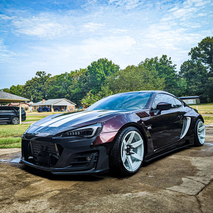 Widebody BRZ with Cosmis Wheels S1 White 18x9.5 +15mm 5x114.3 (Adapters needed)