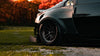 Widebody Nissan 350z with Rear Aftermarket Cosmis Wheels XT-206R Black 18x11 +8mm