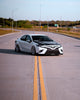 Bagged 2020 Toyota Camry with Aftermarket Cosmis Silver XT-206R 20x9 +35 5x114.3 Wheels