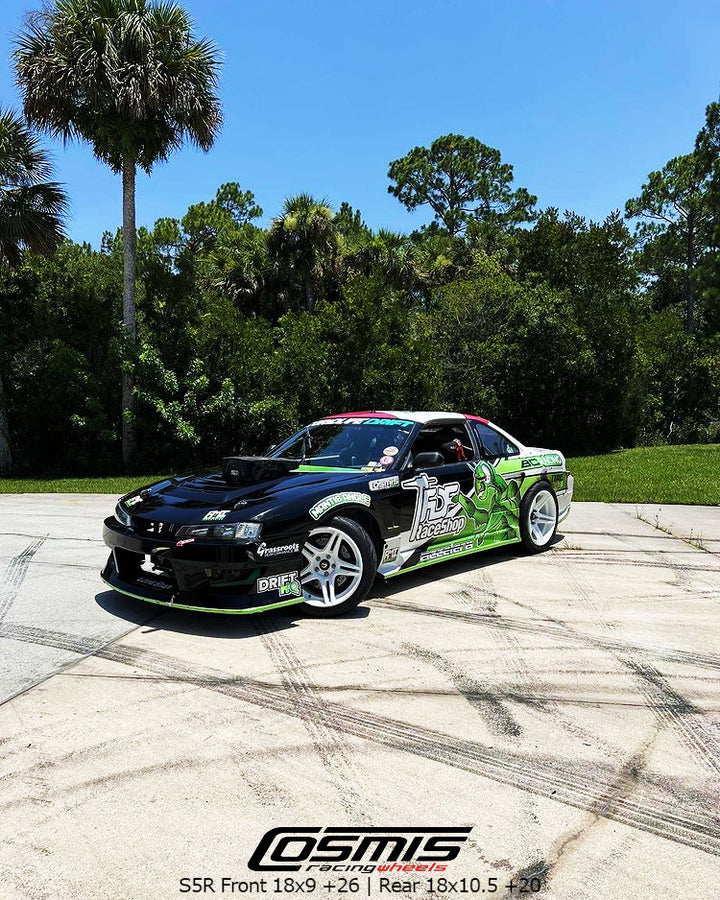 Nissan 240sx with S5R White Wheels 18x9 +26 | 18x10.5 +20