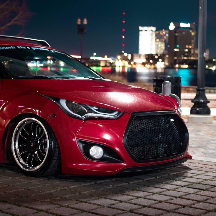 Hyundai Veloster Aftermarket Cosmis Wheels XT-206R 17x8 +30 Black w/ Machined Lip + Spokes