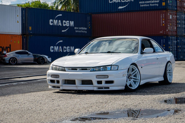 Nissan 240sx with Cosmis MRII White Wheels 18x9.5 +15mm 5x114.3