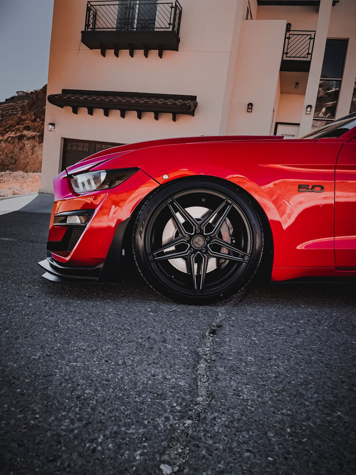 2017 Ford Mustang GT with Aftermarket Varrix XD5 Wheels Flat Black 20x10 +35mm 5x114.3